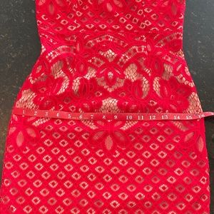 Bardot red lace dress